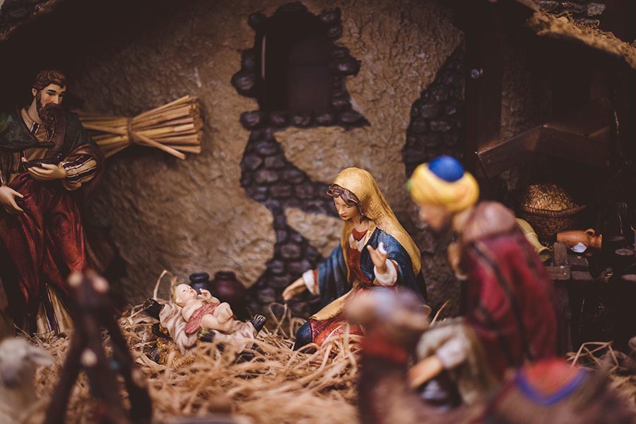 Bild einer Krippe mit dem Jesus Kind