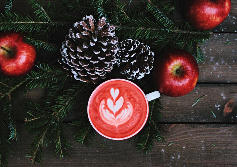 Bild von Tasse und Tannenzapfen